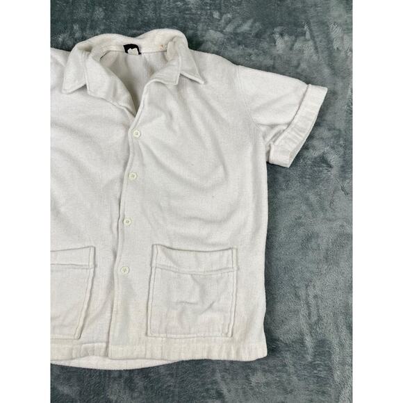 Jantzen USA men’s terry cloth shirt white large  button-up resort towel good - Picture 10 of 10